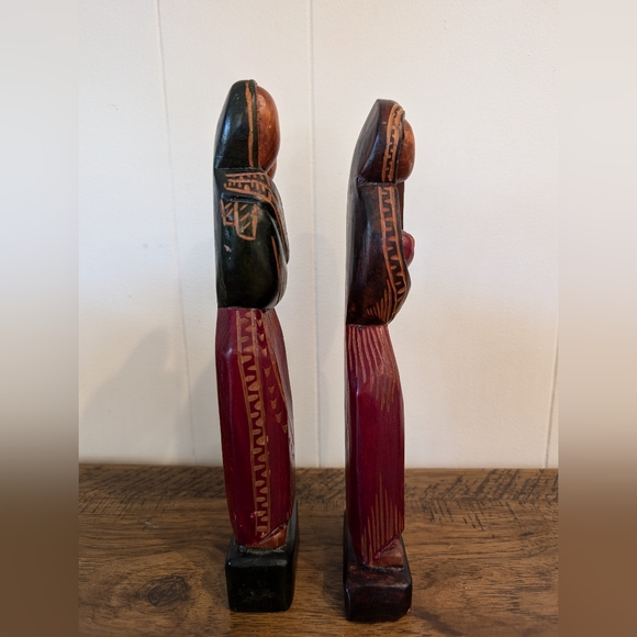 Set of Hand Carved Wooden Andean Motherhood Figurines Folk Art from Ecuador 10" - Picture 3 of 14